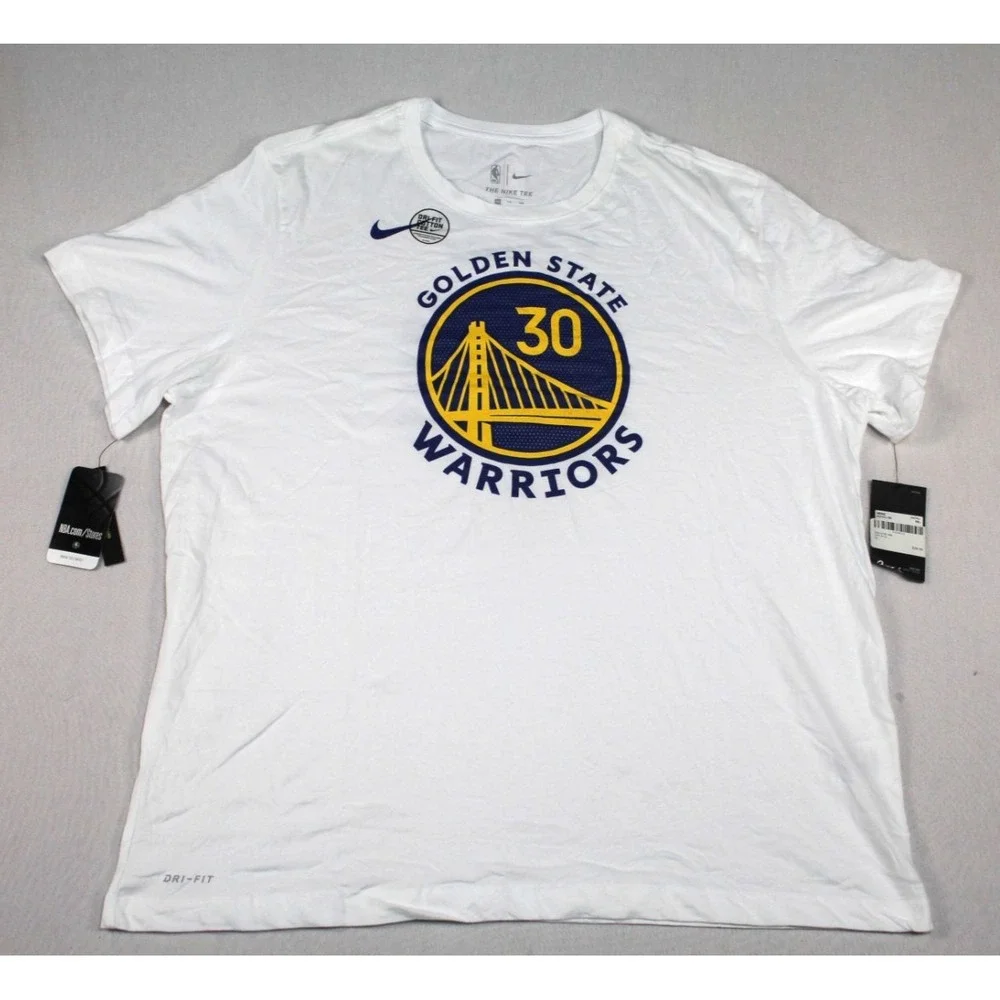 Nike Men White Shirt Golden State Warriors Stephen Curry 30 Dri Fit Size XXL
